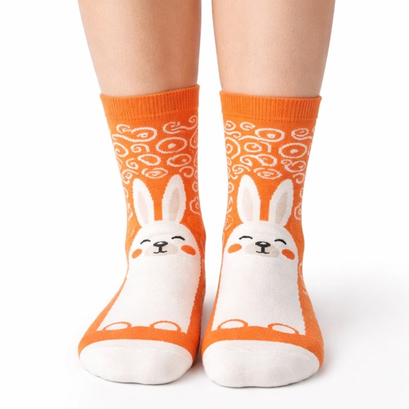 Sock Atomica Other - 3/$15 Orange Bunny Swirl Socks | Big Shoe Size 41-46 | Easter Spring Gift Unisex